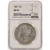 Image 1 : 1887 $1 Morgan Silver Dollar Coin NGC MS63