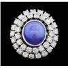 Image 1 : 14KT White Gold 8.10 ct. Natural Blue Star Sapphire and Diamond Ring