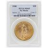 1908 No Motto $20 St. Gaudens Double Eagle Gold Coin PCGS MS65