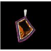 18KT White Gold 57.63 ctw Citrine Quartz, Sapphire and Diamond Pendant