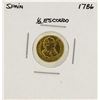 1786 Charles III Spanish 1/2 Escudos Gold Coin