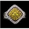 14KT Two Tone Gold 0.52 ctw Yellow Sapphire and Diamond Ring