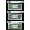 Image 2 : Lot of (3) 1957A $1 Silver Certificate STAR Notes Fr.1620* PMG Gem Uncirculated