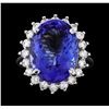 Image 2 : 12.58 ctw Tanzanite and Diamond Ring - 14KT White Gold