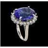 Image 4 : 12.58 ctw Tanzanite and Diamond Ring - 14KT White Gold