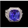 Image 2 : 18.39 ctw Tanzanite and Diamond Ring - 14KT White Gold