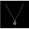 Image 2 : 18KT White Gold 7.20 ctw Tanzanite and Diamond Pendant With Chain