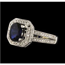 1.44 ctw Sapphire and Diamond Ring - 14KT White Gold