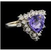 Image 1 : 4.17 ctw Tanzanite and Diamond Ring - 14KT White Gold