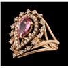 Image 1 : 1.21 ctw Pink Tourmaline and Diamond Ring - 14KT Rose Gold