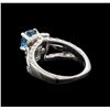 Image 3 : 2.56 ctw Blue Zircon and Diamond Ring - Platinum and 18KT White Gold