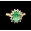 Image 2 : 3.15 ctw Emerald and Diamond Ring  - 14KT Yellow Gold