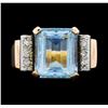 Image 2 : 5.00 ctw Aquamarine and Diamond Ring - 14KT Yellow Gold with Rose Plating