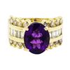 Image 2 : 4.00 ctw Amethyst and Diamond Ring - 14KT Yellow Gold