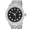 Image 1 : Rolex Mens Stainless Steel 3.15 ctw Black Diamond Datejust Wristwatch