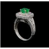 Image 4 : 14KT White Gold 0.83 ctw Emerald and Diamond Ring