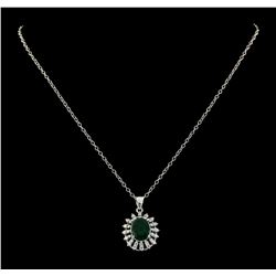 2.91 ctw Emerald and Diamond Pendant With Chain - 14KT White Gold