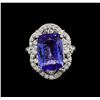 Image 2 : 7.78 ctw Tanzanite and Diamond Ring - 14KT White Gold