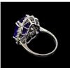 Image 3 : 7.78 ctw Tanzanite and Diamond Ring - 14KT White Gold