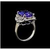 Image 4 : 7.78 ctw Tanzanite and Diamond Ring - 14KT White Gold