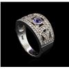 Image 4 : 0.28 ctw Tanzanite and Diamond Ring - 14KT White Gold