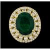 Image 2 : 6.63 ctw Emerald and Diamond Ring - 14KT Yellow Gold