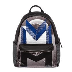 MCM Blue Black Coated Canvas Moonwalker Series Backpack