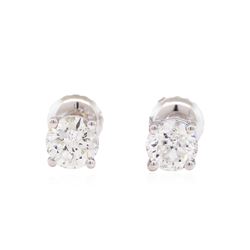 1.00 ctw Diamond Stud Earrings - 14KT White Gold