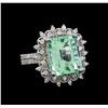 Image 1 : 7.91 ctw Emerald and Diamond Ring - 14KT White Gold