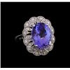 Image 1 : 8.58 ctw Tanzanite and Diamond Ring - 14KT White Gold