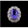 Image 2 : 8.58 ctw Tanzanite and Diamond Ring - 14KT White Gold