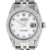 Image 1 : Rolex Mens Stainless Steel Mother Of Pearl VVS Diamond Datejust Wristwatch