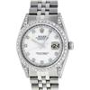 Image 2 : Rolex Mens Stainless Steel Mother Of Pearl VVS Diamond Datejust Wristwatch