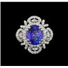 Image 2 : 3.76 ctw Tanzanite and Diamond Ring - 14KT White Gold