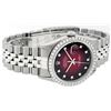 Image 3 : Rolex Mens Stainless Steel Red Vignette Diamond Datejust Wristwatch