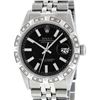 Image 1 : Rolex Mens Satinless Steel Black Index Pyramid Diamond Datejust Wristwatch