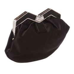MCM Black Satin M Clutch Shoulder Bag