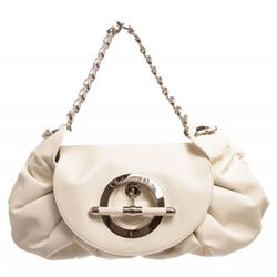 Christian Dior White Leather Jazz Shoulder Handbag