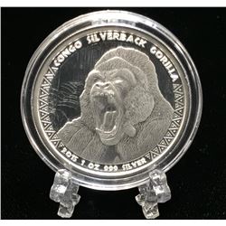 2015 1oz Congo Silverback Gorilla, Republic Du Congo 5000 Francs CFA