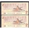 Image 2 : 2 Consecutive 1986 Canada $2 Bank of Canada BRH Notes Thiessen-Crow