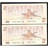 Image 2 : 2 Consecutive 1986 Canada $2 Bank of Canada EGK Notes Thiessen-Crow