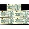Image 1 : Lot of 5-1991 $20 Bank of Canada Replacement Serifs Banknotes