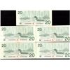 Image 2 : Lot of 5-1991 $20 Bank of Canada Replacement Serifs Banknotes