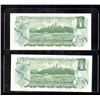 Image 2 : Lot of 2 - 1973 $1 Bank of Canada Consecutive BCK Serial Number Banknotes