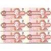 Image 1 : Lot of 6 - 1986 Canada $2 Bank of Canada Consecutive Serial Numbers