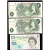 Image 1 : Lot of 3 - Bank of England One Pound, Five Pound Notes