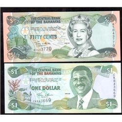 Lot of 2 - The Central bank of The Bahamas Banknotes