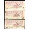 Image 2 : Lot of 3 - 1986 Canada $2 Bank of Canada Replacement BRX Banknotes