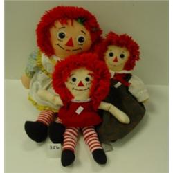 Lot of 3 RAGGEDY ANN Dolls