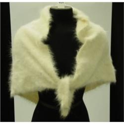 1950's Vintage ANGORA SHAWL - White